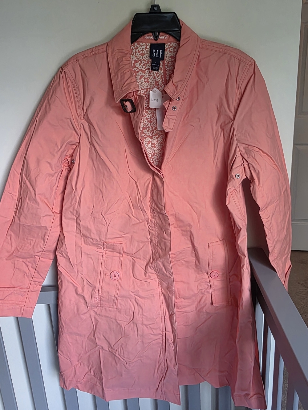 GAP Coral Pink Maternity Lightweight Trench Spring Fall Coat NWT Womens Large